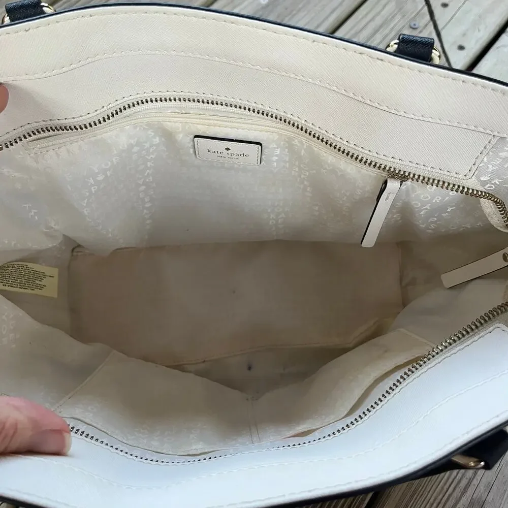 Kate Spade Laurel Way Medium Dally Tote Bag Saffiano Leather Cream Colorblock